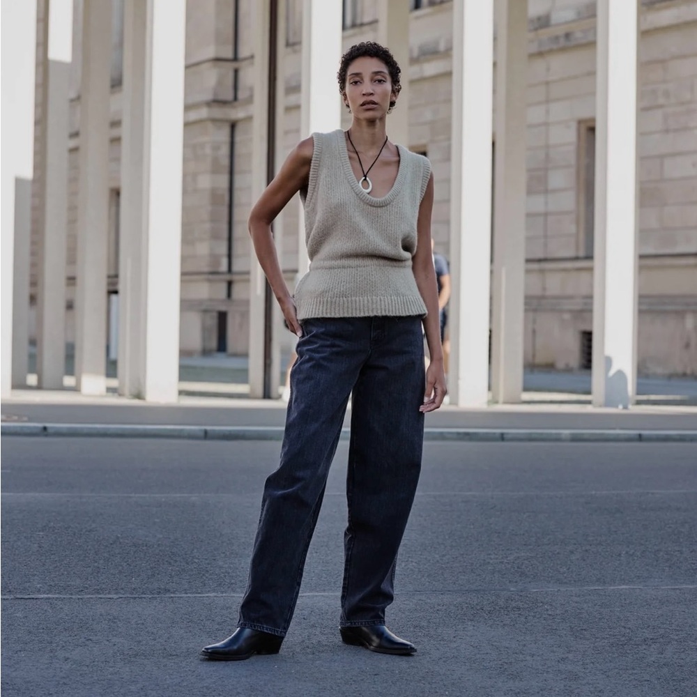 Beige Knit Sleeveless Top